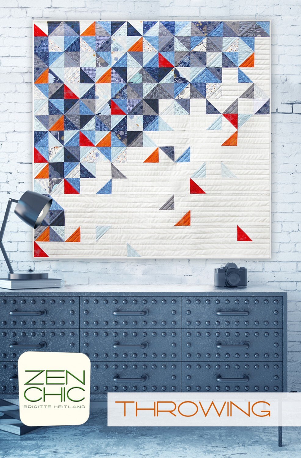 Throwing Quilt Pattern, Zen Chic ZCTRQP, Charm Pack Friendly, Modern Contemporary HST Square Throw Quilt Pattern