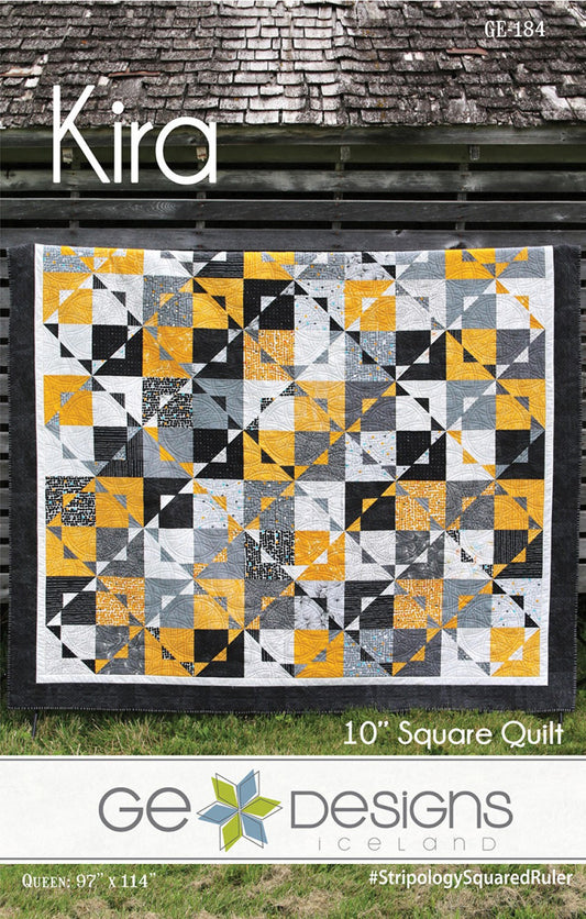 Kira Quilt Pattern, GE Designs GE184, Layer Cake Friendly, Stripology Ruler Pattern, Modern Quilt Pattern
