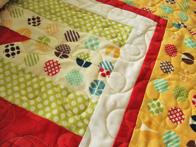 Primary Colors Striped Throw Quilt, 62" x 74", Moda Social Club Jelly Roll Race Throw Blanket Quilt