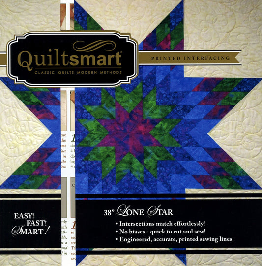38" Lone Star Snuggler Quilt Pack, Quiltsmart QS 15004, Lone Star Printed Fusible Interfacing for Quilt