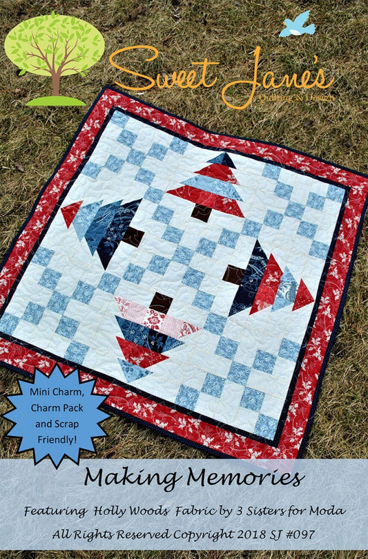 LAST CALL Making Memories Quilt Pattern, Sweet Jane's Quilting and Design SJ097, Charm Pack Friendly Christmas Tree Quilt Pattern