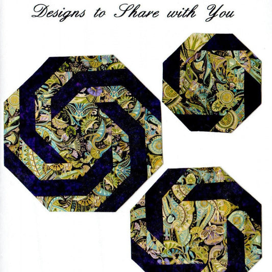 Spirals Table Topper and Place Mats Quilt Pattern, Designs to Share with You DSY152, Quilted Tablecloth and Placemats Pattern
