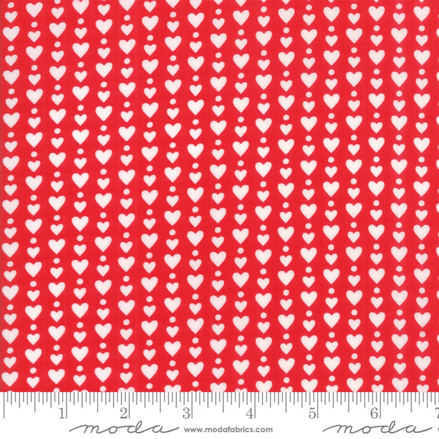 REDiculously In Love - White Hearts on Red Fabric, Moda 22365 11, Me and My Sister, By the Yard
