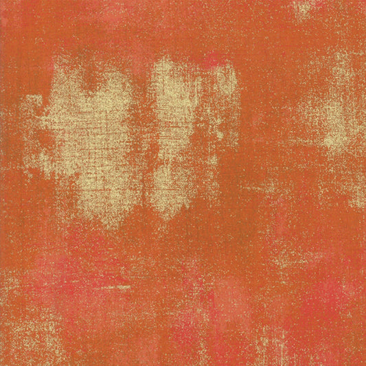Grunge Metallics - Pumpkin Gold Texture Fabric, Moda 30150 285M, Autumn Fall Orange Gold Metallic Fabric, Quilter's Cotton, By the Yard