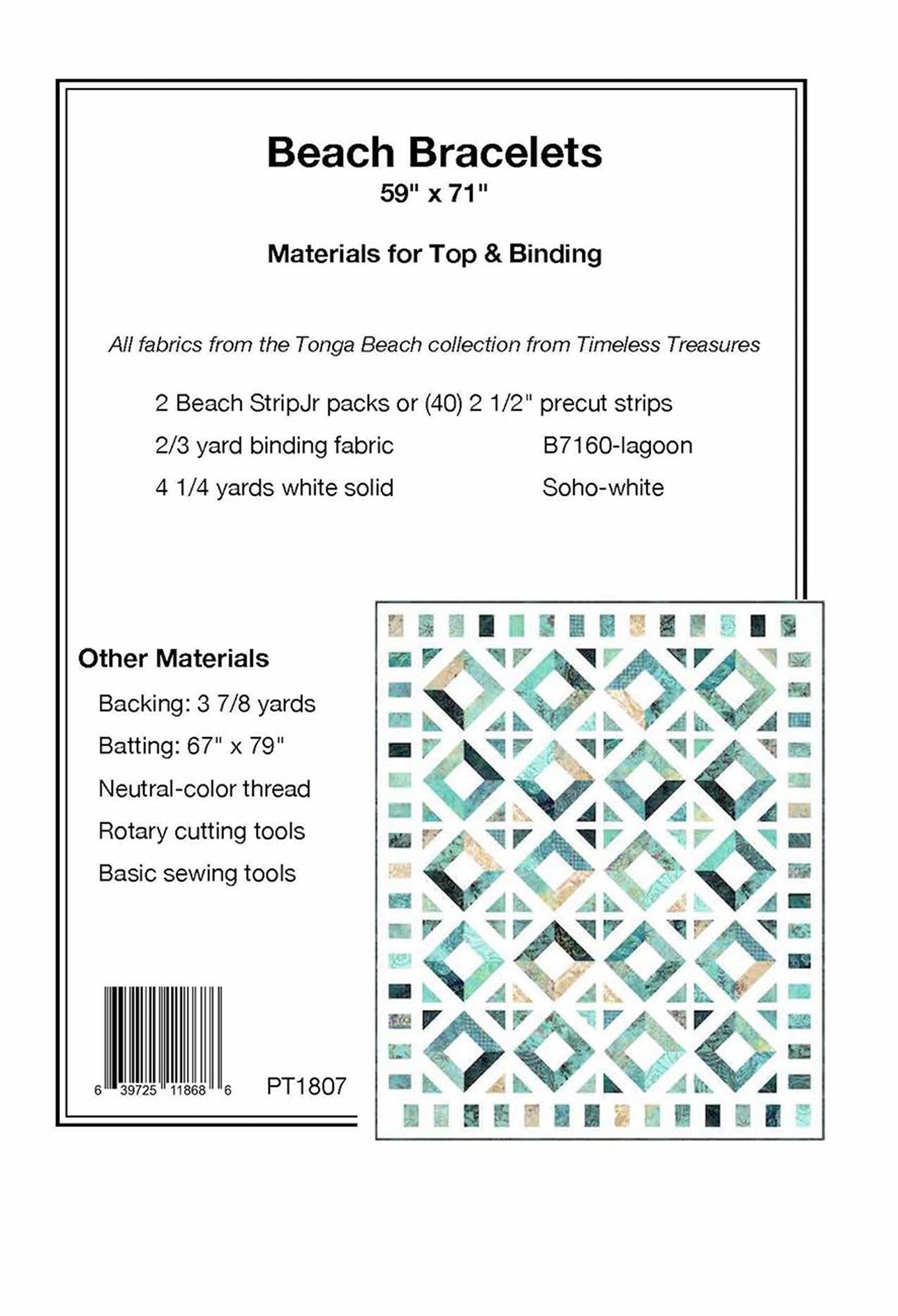 Beach Bracelets Quilt Pattern, Pine Tree Country Quilts PT1807, Jelly Roll Friendly, Modern Throw Quilt Pattern, Strip Quilt Pattern