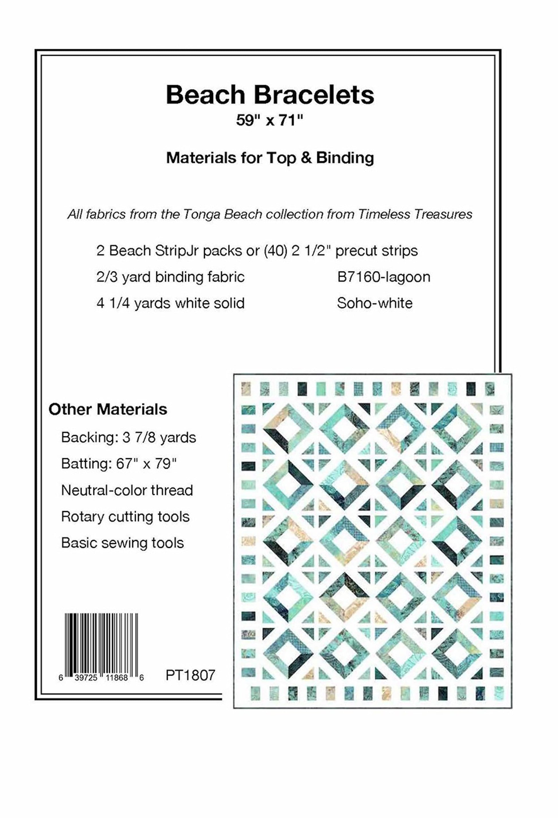 Beach Bracelets Quilt Pattern, Pine Tree Country Quilts PT1807, Jelly Roll Friendly, Modern Throw Quilt Pattern, Strip Quilt Pattern