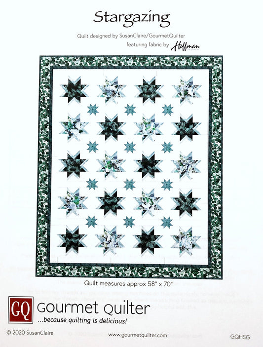 LAST CALL Stargazing Quilt Pattern, Gourmet Quilter GQHSG, Modern Star Throw Quilt, Patterns for Yardage, Susan Claire