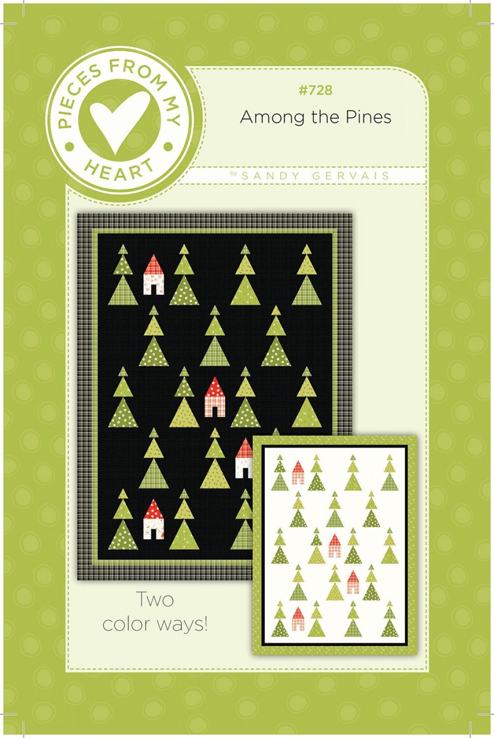 LAST CALL Among the Pines Quilt Pattern, Pieces From My Heart PM728, Christmas Xmas Trees and Houses Lap Throw Quilt, Sandy Gervais