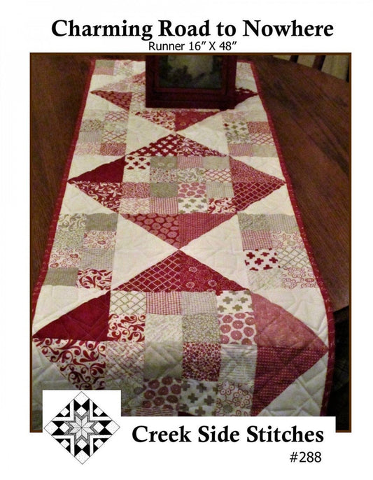 Charming Road to Nowhere Table Runner Pattern, Creek Side Stitches CSS288, Charm Pack Friendly, Easy Quilted Table Runner Pattern