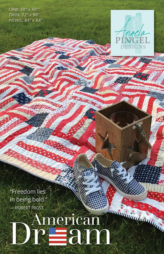 American Dream Quilt Pattern, Angela Pingel APAD108, Patriotic Flag Quilt Pattern, Yardage Friendly, Independence Day