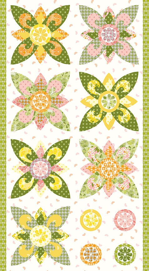 LAST CALL Grove 24" Fabric Panel, Riley Blake P10147-WHITE, Yellow Green Pink Orange Craft Fabric Panel, Jillily Studio