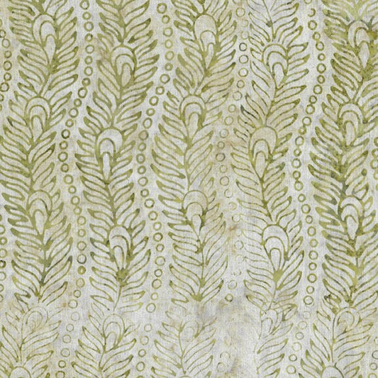 LAST CALL Venetian Marble - Wavy Peacock Feather Green Striped Batik Fabric, Island Batik 512004038, By the Yard