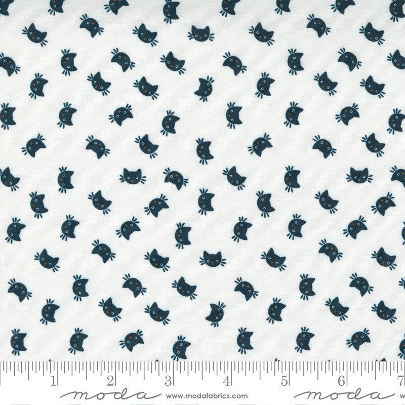 LAST CALL Holiday Essentials Halloween - Black Cats on White Halloween Fabric, Moda 20735 11, Stacy Iest Hsu, By the Yard