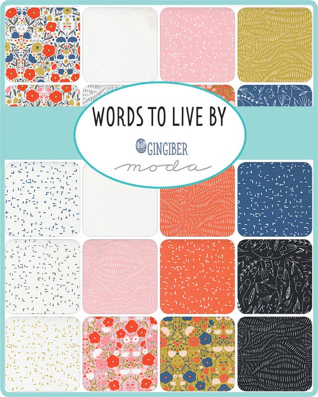 MAKE OFFER Words to Live By Fat Quarter Bundle with Panel, Moda 48320AB, Floral Fabric Bundle, Gingiber