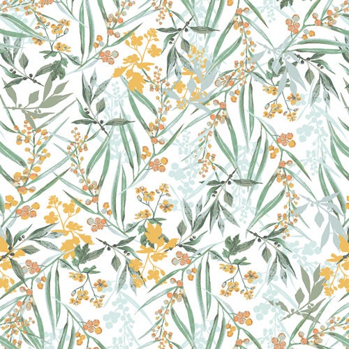 LAST CALL Picturesque - Lush Mimosa Yellow Green Floral Fabric, Art Gallery Fabrics PIC-39453, Katarina Roccella, Agf, By the Yard