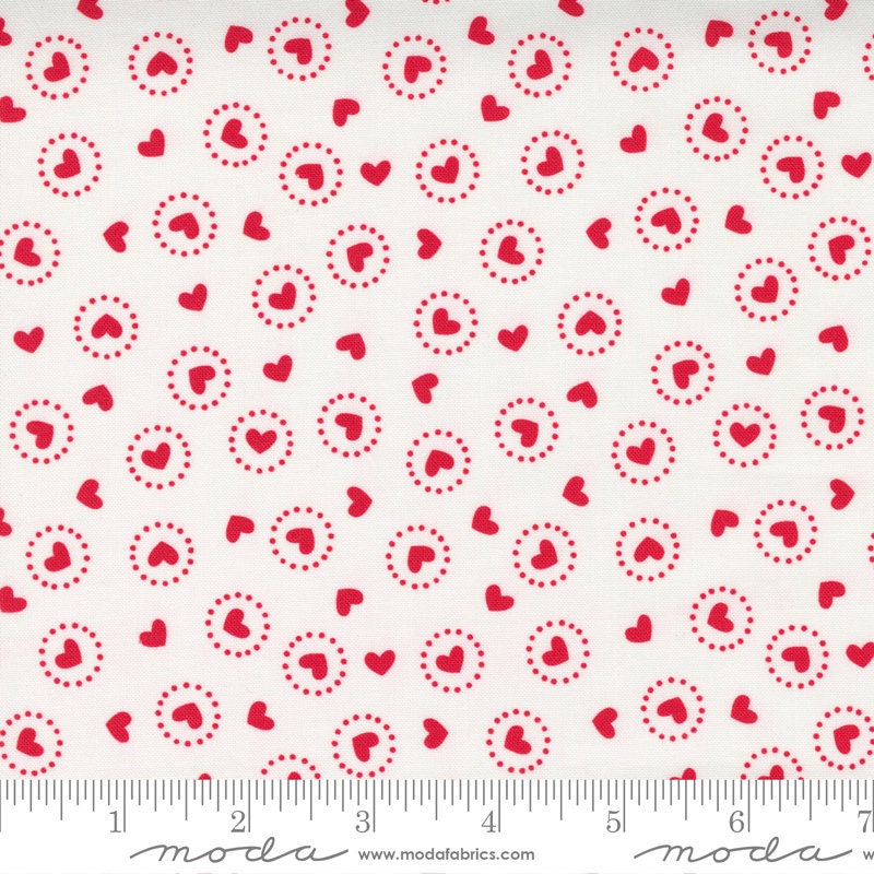 Holiday Essentials Love - Red Hearts on White Valentine's Day Fabric, Moda 20751 11, Stacy Iest Hsu, By the Yard