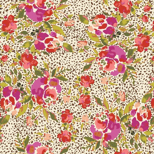 365 Fifth Avenue - Manhattan's Foliage Fuschia Green Floral Rose Fabric, Art Gallery Fabrics FAV-85848, Bari J, AGF, By the Yard