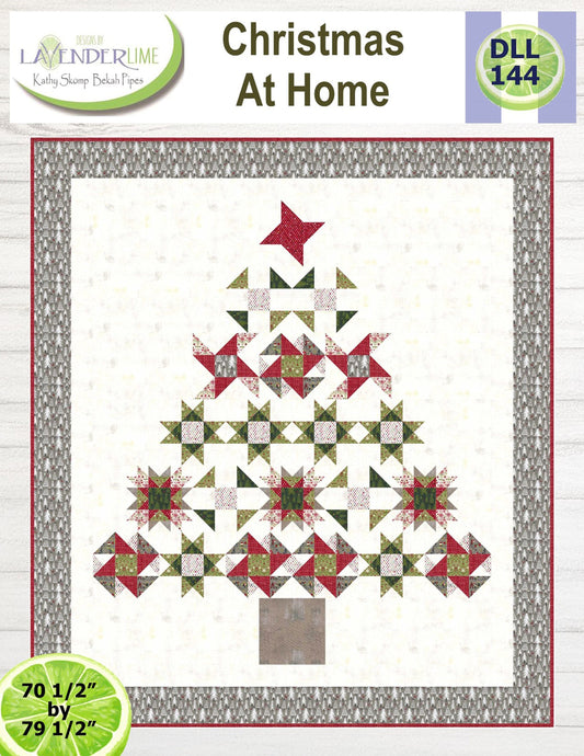 Christmas At Home Quilt Pattern, Designs by Lavender Lime DLL144, Yardage Friendly Christmas Xmas Tree Throw Quilt Pattern