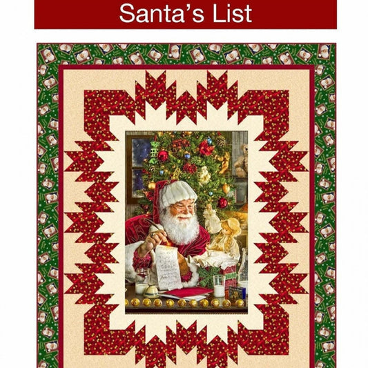Santa's List Panel Frame Quilt Pattern, Pine Tree Country Quilts PT1698, Fabric Panel Friendly, Panel Frame Pattern, Gift Quilt Pattern