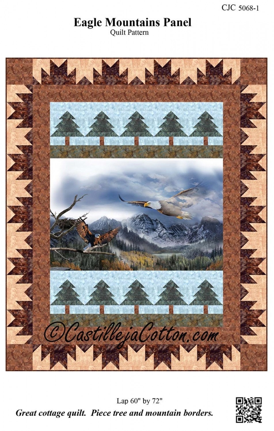 Eagle Mountain Panel Quilt Pattern, Castilleja Cotton CJC-50681, Horizontal Fabric Panel Quilt Pattern, Panel Friendly
