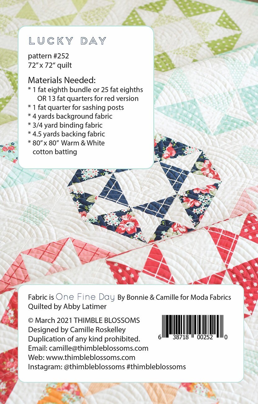 LAST CALL Lucky Day Quilt Pattern, Thimble Blossoms TBL252, Fat Eighths F8 Friendly, Modern Star Quilt Pattern, Square Quilt Pattern