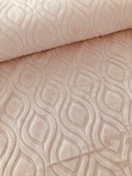 LAST CALL Cuddle Cloth - Ivory Marquise Kozy Minky Embossed Fabric, Shannon SHAMC-Ivo, Solid Fuzzy Fbric, By the Yard