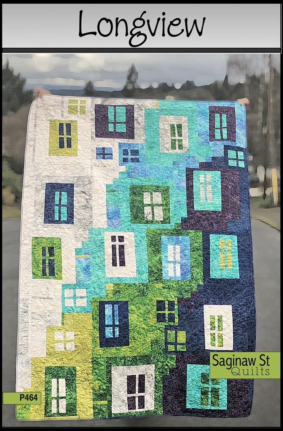 Longview Quilt Pattern, Saginaw Street Quilt Company SSQP464, Windows Stack Whack Modern Throw Quilt, Yardage Friendly