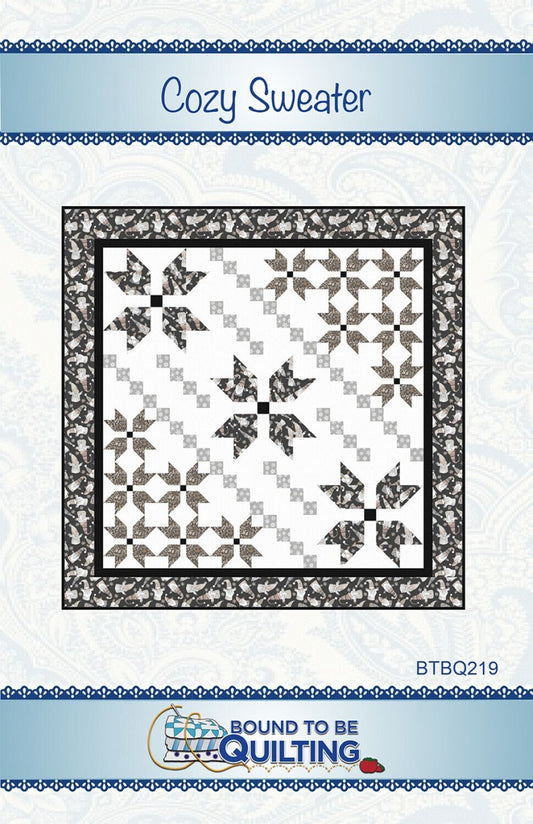 LAST CALL Cozy Sweater Quilt Pattern, Bound to Be Quilting BTBQ219, Star Throw Quilt Pattern, Patterns for Yardage