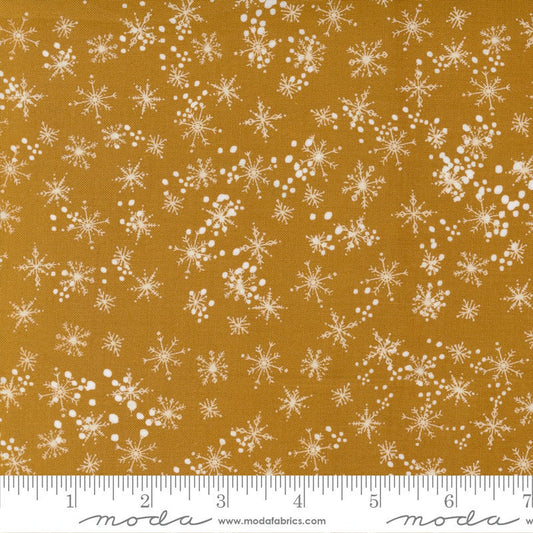 LAST CALL Cheer and Merriment Brass Gold Snowflake Fabric, Moda 45535 15, Quilting Cotton, Fancy That Design House, By the Yard