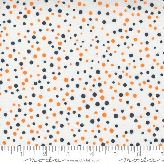 Too Cute To Spook - Halloween Polka Dots Fabric, Moda 22426 14 White, Multi Halloween Dots Spots Fabric, Me and My Sister, By the Yard