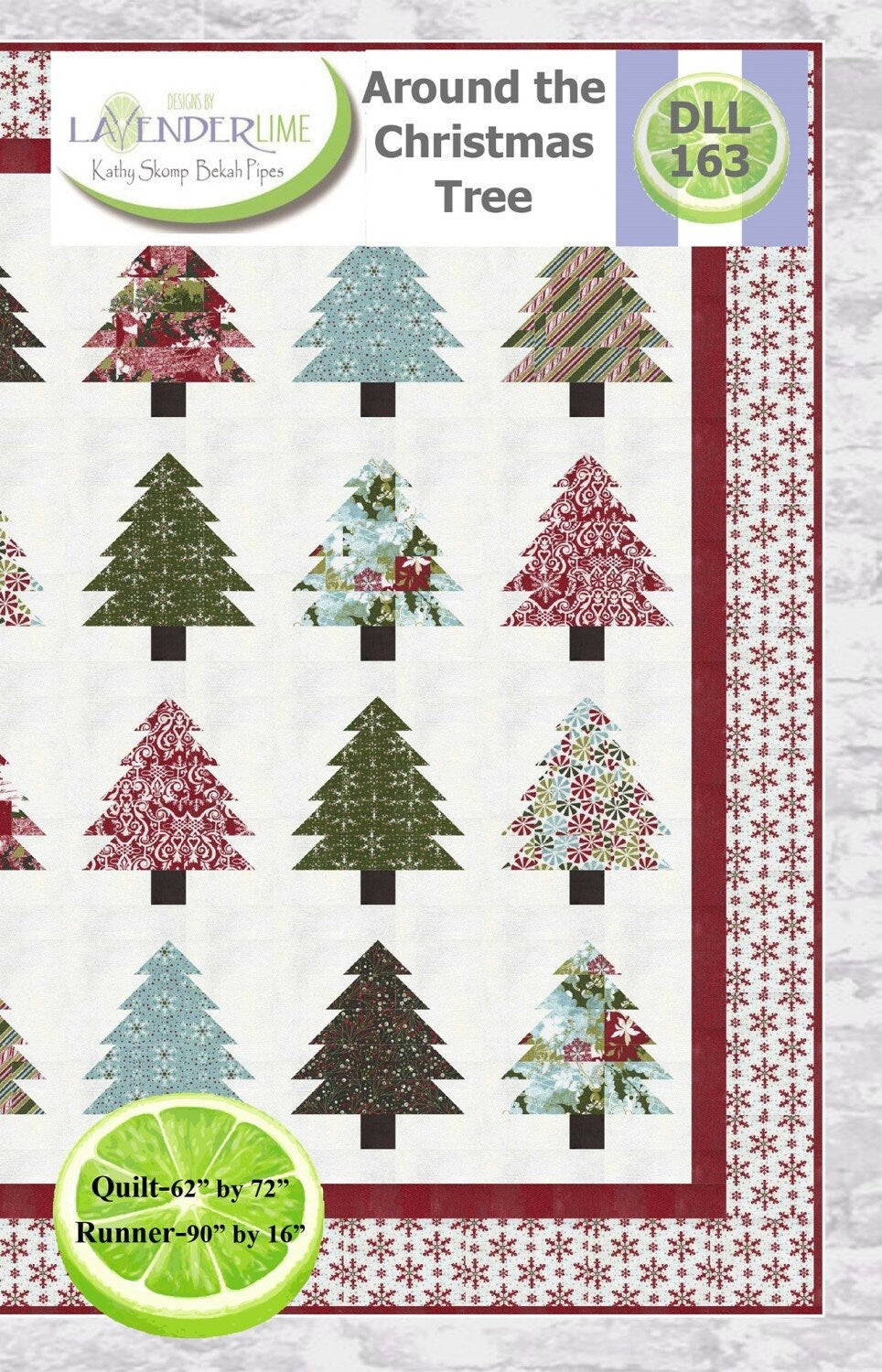 Around the Christmas Tree Quilt Runner Pattern, Designs by Lavender Lime DLL163, Yardage Fat Quarter FQ Friendly, Xmas Tree Quilt Pattern