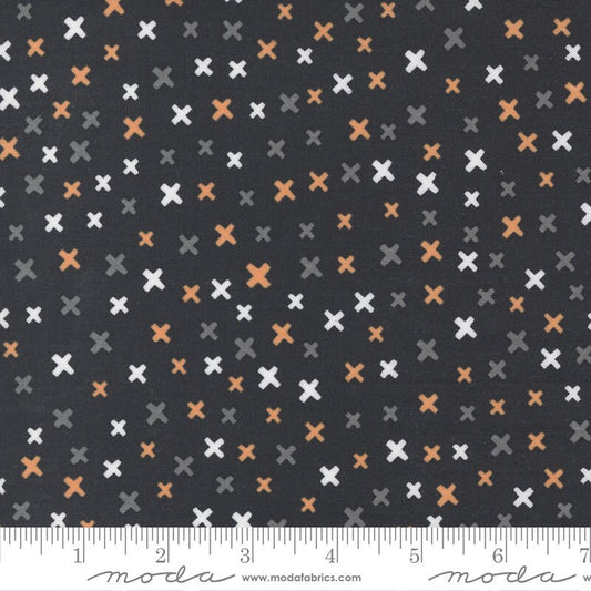 LAST CALL Late October - Orange White Gray Crosses Xs Black Halloween Fabric, Moda 55591 13, Halloween Blender, Sweetwater, By the Yard