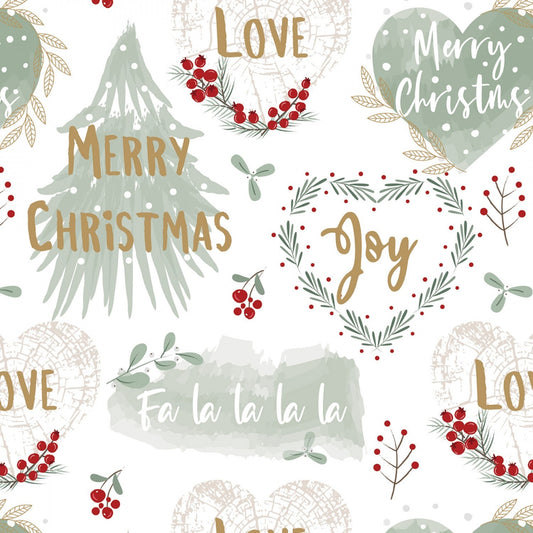 LAST CALL Foraging in the Forest - Christmas Collage Graffiti Fabric, The Craft Cotton Company 2900C-05, Cotton Fabric, By the Yard