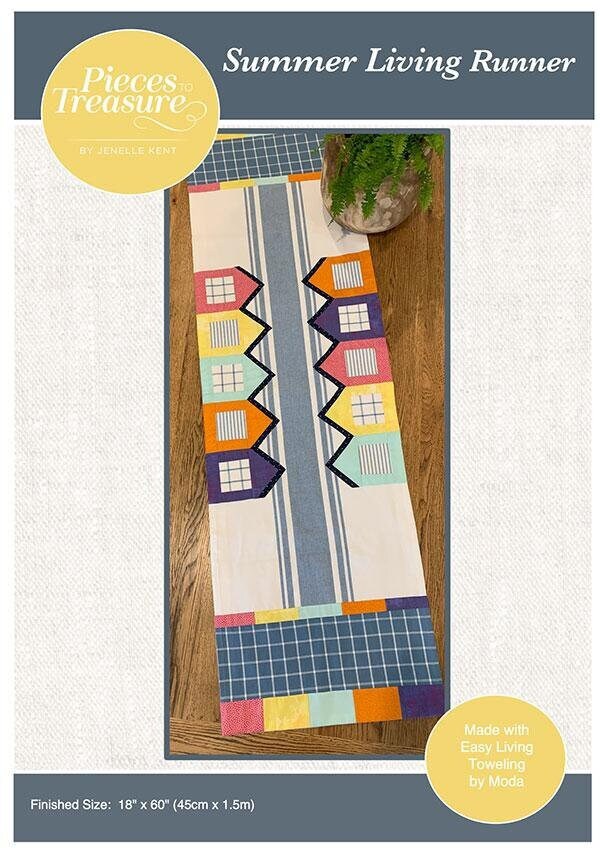 LAST CALL Summer Living Table Runner Pattern, Pieces to Treasure PTT238, Toweling Table Runner Pattern, Beach Houses Applique Pattern