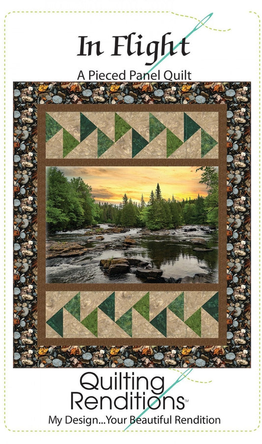 In Flight Quilt Pattern, Quilting Renditions QR1138, Fabric Panel Friendly Throw Quilt Pattern, Flying Geese Panel Frame Pattern
