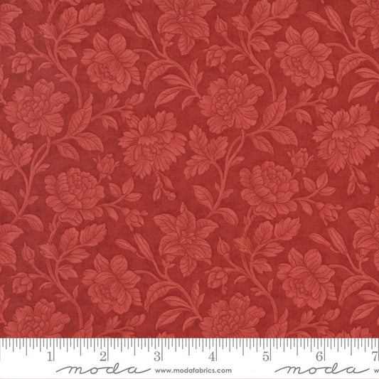 Rendezvous - Red Tonal Floral Damask Fabric, Moda 44303 13 Crimson, Large Floral Damask Blender Fabric, 3 Sisters, By the Yard