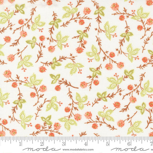 Cinnamon and Cream - Autumn Stems Leaf Floral on Cream Fabric, Moda 20452 11, Quilting Cotton, Fig Tree, By the Yard