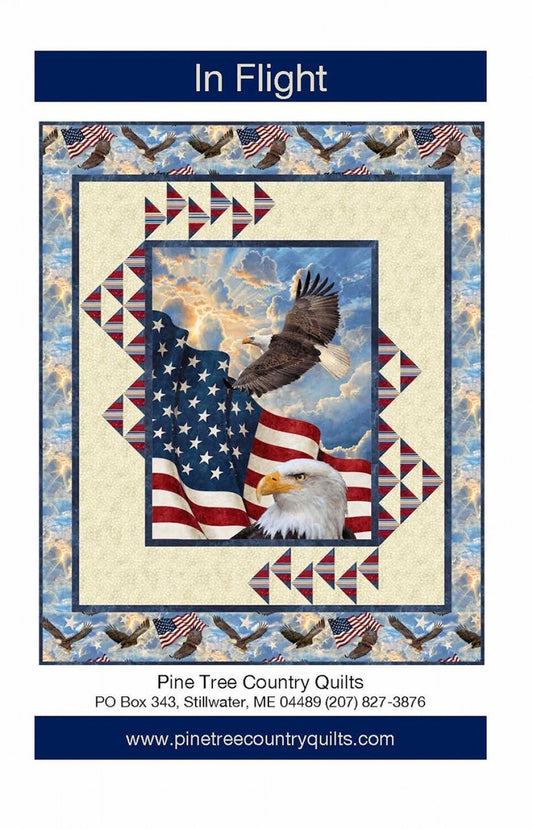 In Flight Panel Frame Quilt Pattern, Pine Tree Country Quilts PTN2830, 36" Fabric Panel Friendly, Vertical Panel Frame Quilt Pattern