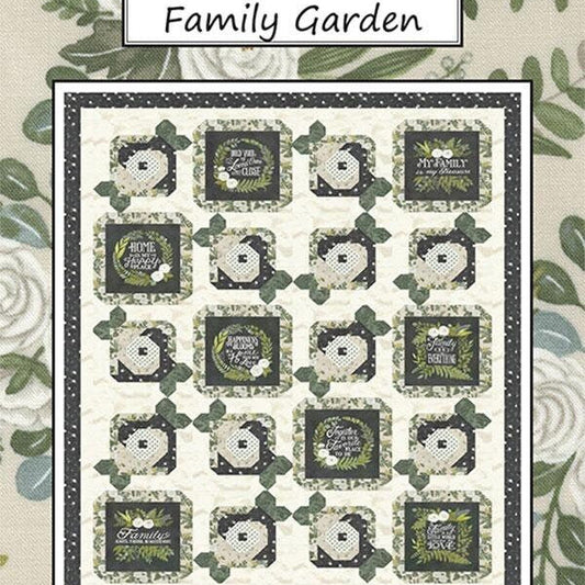 LAST CALL Family Garden Quilt Pattern, Coach House Designs CHD-2209, Fabric Panel Friendly Lap Quilt Pattern, Flowers Quilt Pattern