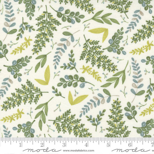 LAST CALL Happiness Blooms - White Washed Cream Fern Leaves Fabric, Moda 56052 11, Green Cream Leaf Toss Fabric, Deb Strain, By the Yard
