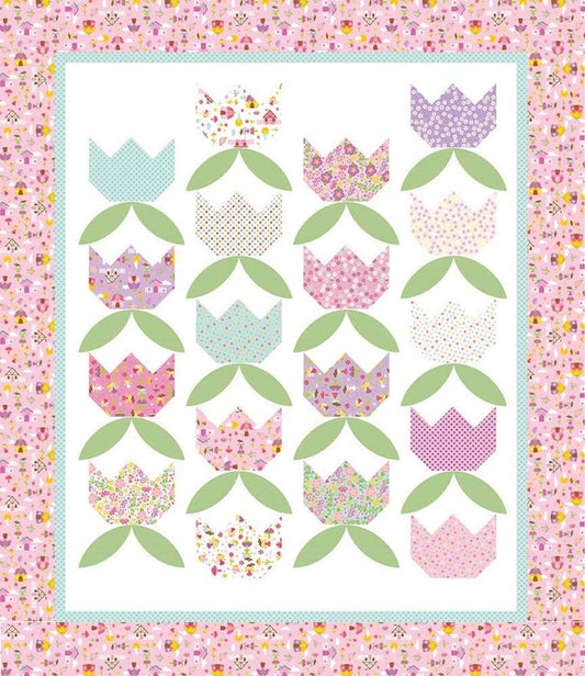 LAST CALL Fairy Blossoms Quilt Pattern, Pine Mountain Designs Q74, Layer Cake Friendly, Spring Flower Tulips Quilt Pattern, Sandra Workman