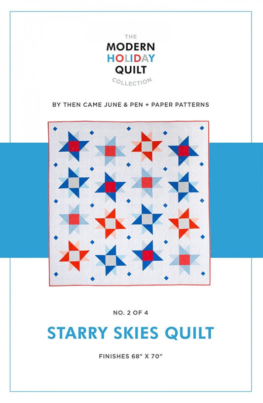 LAST CALL Starry Skies Quilt Pattern, Then Came June TJCMHQ02 PAPP02, Fat Quarter FQ Friendly Star Throw Quilt Pattern, Pen Paper Patterns
