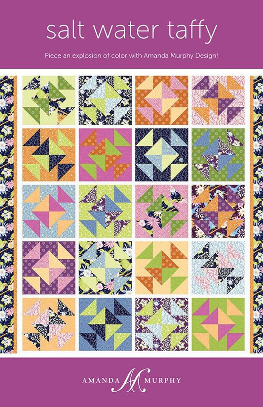 LAST CALL Salt Water Taffy Quilt Pattern, Amanda Murphy Designs AMD088, Yardage Friendly Throw Quilt Pattern