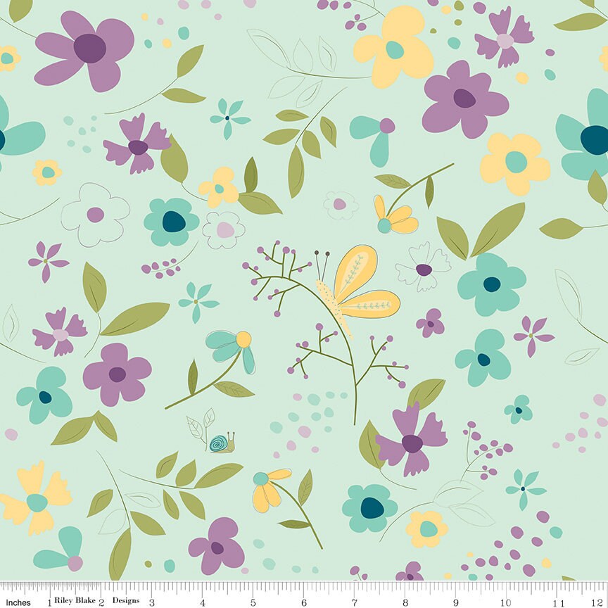 LAST CALL Hello Spring Rolie Polie, Riley Blake RP-12960-40, 2.5" Inch Fabric Strips, Floral Quilt Fabric, Sandy Gervais