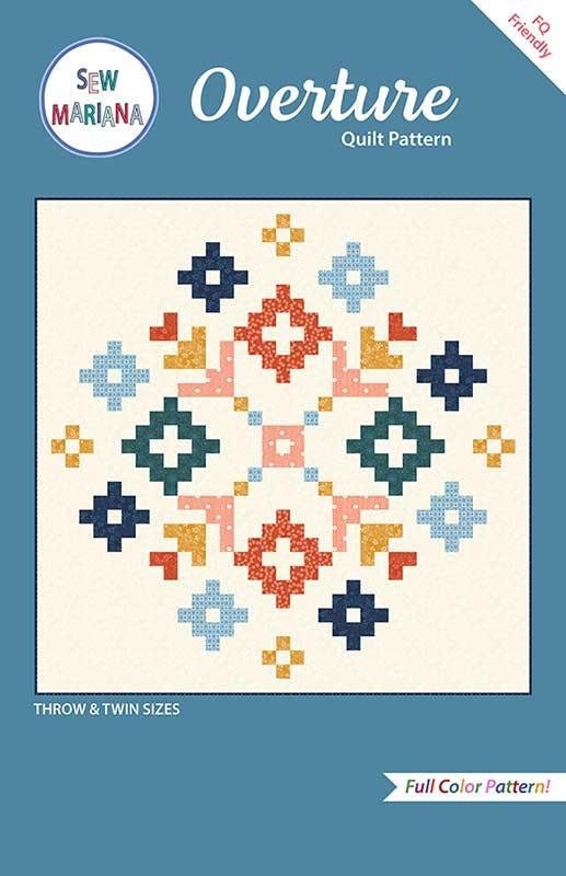 LAST CALL Overture Quilt Pattern, Sew Mariana SMA104, Fat Quarter FQ Friendly, Square Throw Twin Quilt Pattern