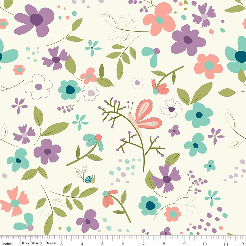 LAST CALL Hello Spring Rolie Polie, Riley Blake RP-12960-40, 2.5" Inch Fabric Strips, Floral Quilt Fabric, Sandy Gervais