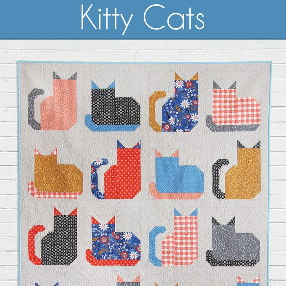 Kitty Cats Quilt Pattern, Cluck Cluck Sew CCS212, FQ Fat Quarter Friendly, Cat Lovers Crib Lap Throw Quilt Pattern