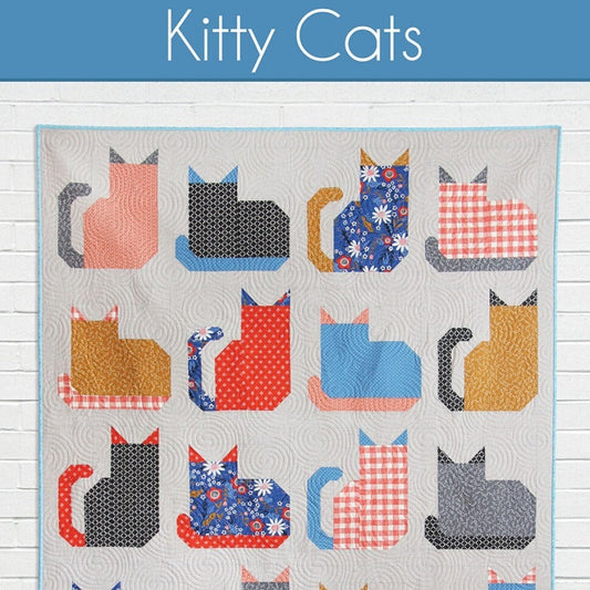 Kitty Cats Quilt Pattern, Cluck Cluck Sew CCS212, FQ Fat Quarter Friendly, Cat Lovers Crib Lap Throw Quilt Pattern