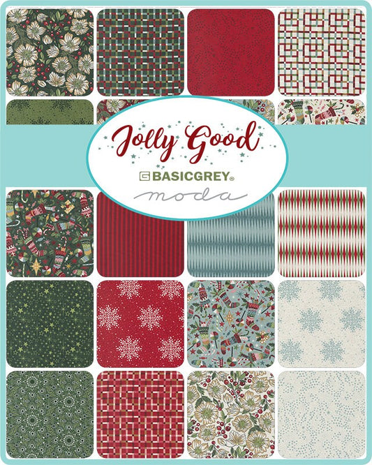 Jolly Good Charm Pack, Moda 30720PP, Christmas Xmas Holiday Charm Pack Fabric, Modern Christmas Fabric, BasicGrey