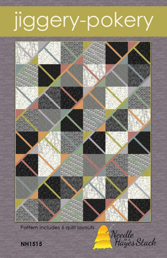 LAST CALL Jiggery Pokery Quilt Pattern, Needle in a Hayes Stack NH1515, Patterns for Yardage Friendly, Modern Throw Quilt, Tiffany Hayes